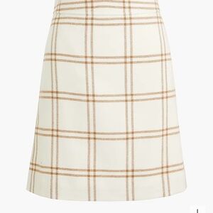 J crew factory Plaid wool-blend A-line mini skirt. 
Length: 19".
